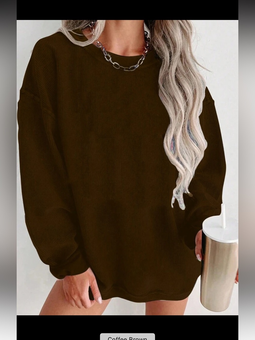 SHEIN Cozy Oversized Women’s Sweater - Dark Brown